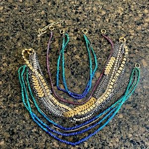 Stella & Dot Multi Strand Layered Beaded Bib Statement Necklace Multicolor